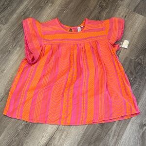 Grace + Karma Pink and Orange Blouse 1X NEW NWT
